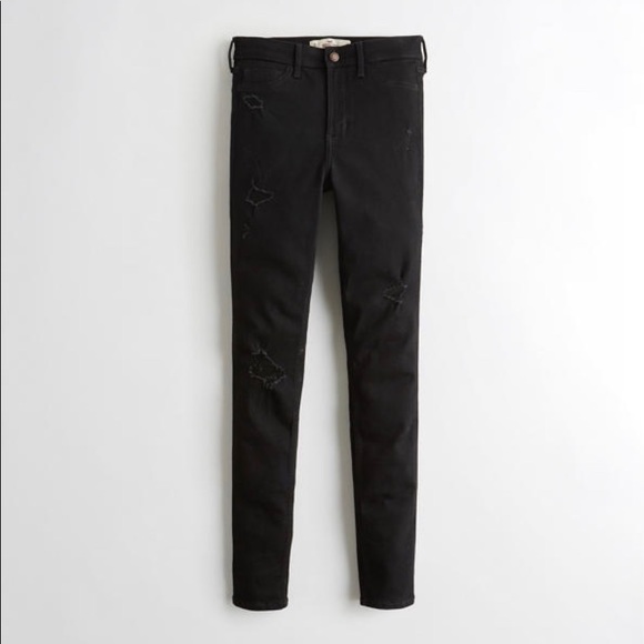 Hollister Denim - Hollister Ripped Black Denim High Rise Skinny Jeans